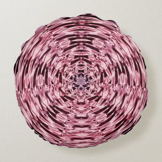 ピンクパープルワインフェイクサテン抽象芸術ラウンドピロー ラウンドクッション (裏面)