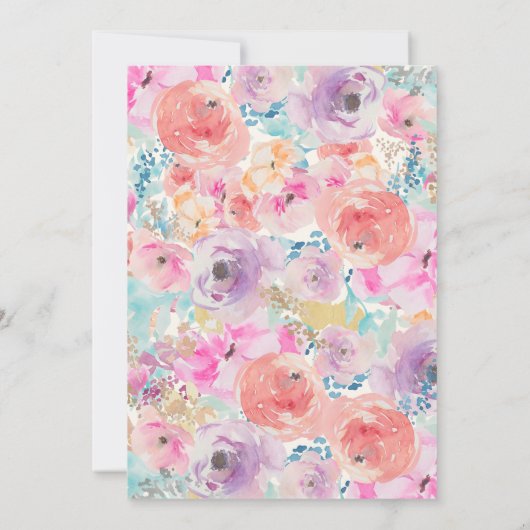 ピンクパープルヴィンテージフローラ結婚式招待状 招待状 (裏面)