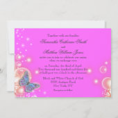 ピンクパープルーバタ結婚フライ 招待状 (裏面)