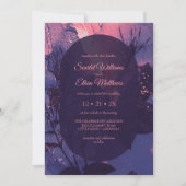 ピンクパープル代替ゴシック結婚ラグジュアリー 招待状 (正面)