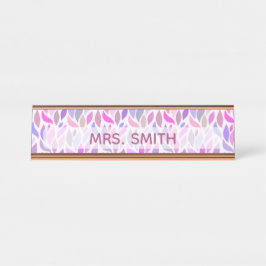 ピンクパープル先生教育者プロフェッショナルモノグラム デスクネームプレート