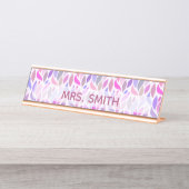 ピンクパープル先生教育者プロフェッショナルモノグラム デスクネームプレート (正面)