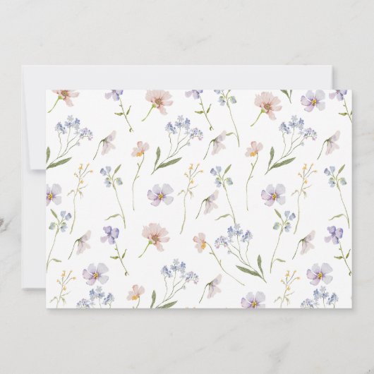 ピンクパープル写真繊細な野花1歳の誕生日 招待状 (裏面)