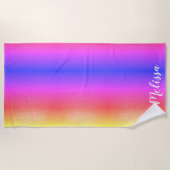 ピンクパープル名モノグラム ビーチタオル (正面)