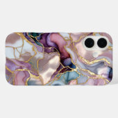 ピンクパープル大理石iPhoneケース ゴールド抽象柄 Case-Mate iPhoneケース (裏面 (横))