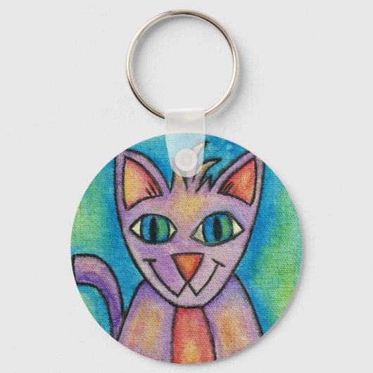 ピンクパープル子猫 キーホルダー (正面)
