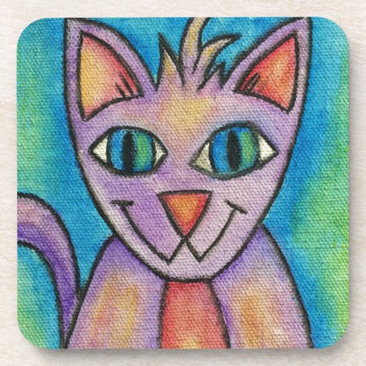 ピンクパープル子猫 コースター (正面)