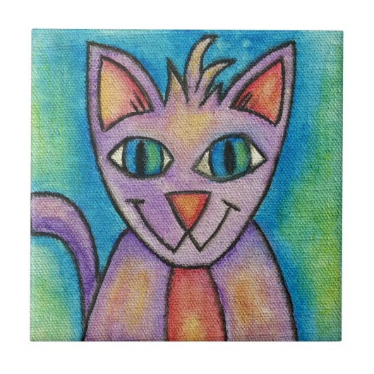 ピンクパープル子猫 タイル (正面)