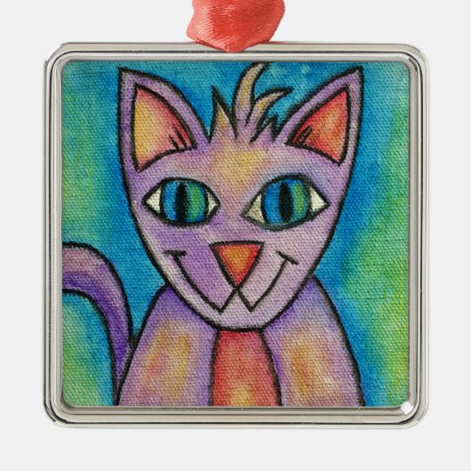 ピンクパープル子猫 メタルオーナメント (正面)
