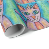 ピンクパープル子猫 ラッピングペーパー (ロールコーナー)