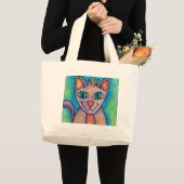ピンクパープル子猫 ラージトートバッグ (正面(商品))
