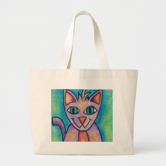 ピンクパープル子猫 ラージトートバッグ (正面)