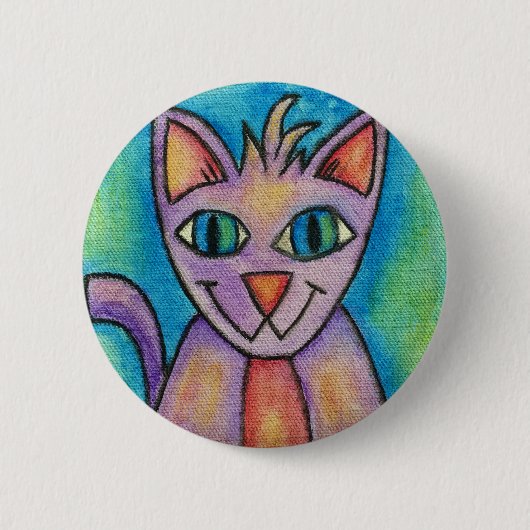 ピンクパープル子猫 缶バッジ (正面)
