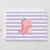 ピンクパープル恐竜ガールズディノパーティー写真 サンキューカード (裏面)