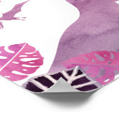 ピンクパープル恐竜誕生日の好意サイン ポスター (角)