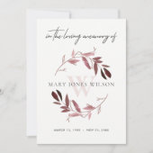 ピンクパープル悔やみや弔慰メモリアルサービス招待状 サンキューカード (正面)