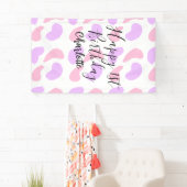 ピンクパープル抽象的シェイプhappy 1st birthday na 横断幕 (インサイチュ)