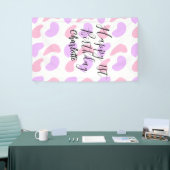 ピンクパープル抽象的シェイプhappy 1st birthday na 横断幕 (トレードショー)