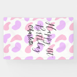 ピンクパープル抽象的シェイプhappy 1st birthday na 横断幕