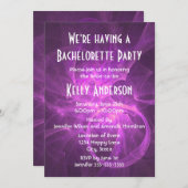 ピンクパープル抽象芸術フラクタルバチェロレッテ 招待状 (正面/裏面)