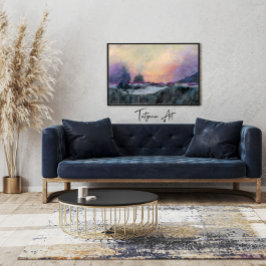 ピンクパープル抽象芸術ランドスケープ キャンバスプリント