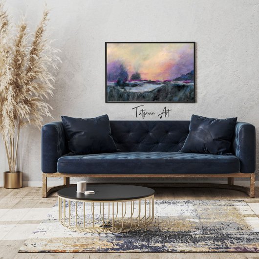 ピンクパープル抽象芸術ランドスケープ キャンバスプリント