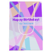 ピンクパープル抽象芸術幾何ストライプ抱き枕 ミディアムペーパーバッグ (裏面)