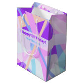 ピンクパープル抽象芸術幾何ストライプ抱き枕 ミディアムペーパーバッグ (裏面アングル)