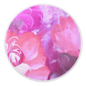 ピンクパープル抽象芸術水彩花ドレッサー セラミックノブ (正面)