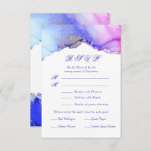 ピンクパープル抽象芸術結婚式RSVPカード 出欠カード (正面/裏面)