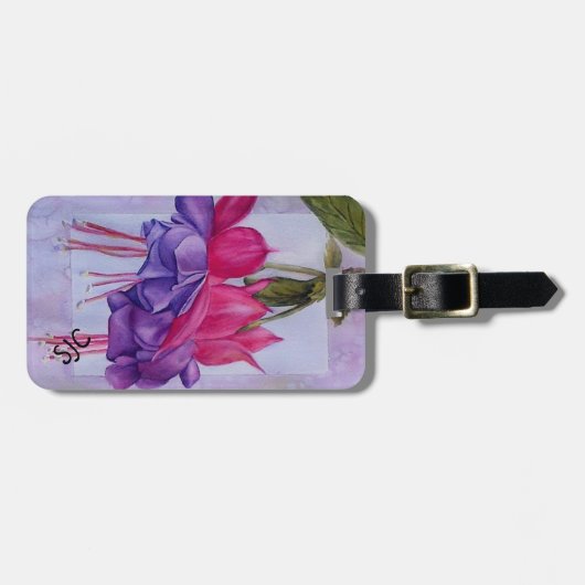 ピンクパープル暗い赤紫色パーソナライズされたラゲッジタグ ラゲッジタグ (正面横)