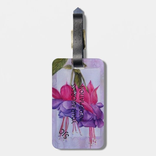 ピンクパープル暗い赤紫色パーソナライズされたラゲッジタグ ラゲッジタグ (裏面縦)