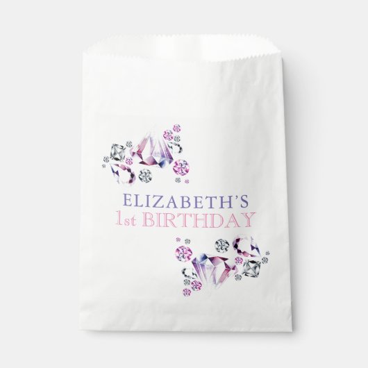 ピンクパープル水彩彼女は宝石の誕生日 フェイバーバッグ (正面)
