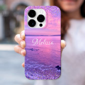 ピンクパープル海ガーリーサンセットグラム紙吹雪名 Case-Mate iPhoneケース