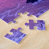 ピンクパープル海ビーチ後を追サンセットユーハート ジグソーパズル (側面)