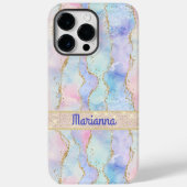 ピンクパープル淡い色のグリーンウォーター色のフェイクグリッター Case-Mate iPhoneケース (裏面)