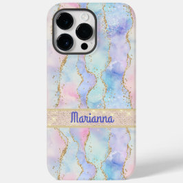 ピンクパープル淡い色のグリーンウォーター色のフェイクグリッター Case-Mate iPhone 14 PRO MAXケース