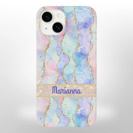 ピンクパープル淡い色のグリーンウォーター色のフェイクグリッター Case-Mate iPhone 14ケース