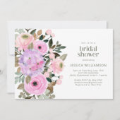 ピンクパープル素朴ガーデンフローラブライダルシャワー 招待状 (正面)