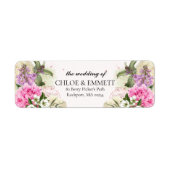 ピンクパープル結婚フローラ差出人住所ラベル ラベル (正面)