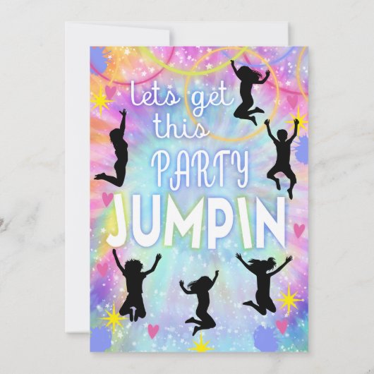 ピンクパープル絞り染めがパーティージャンピン誕生日を取得 招待状 (裏面)