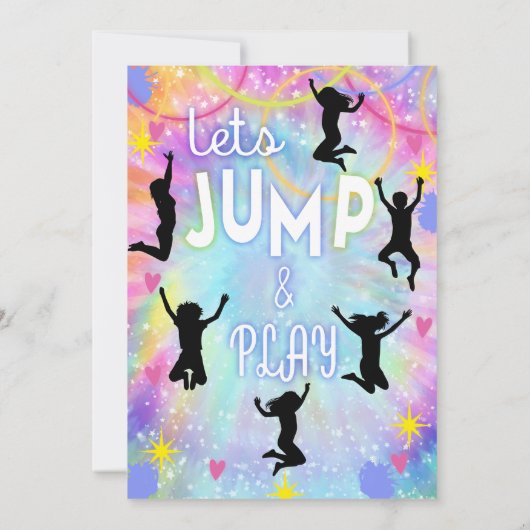 ピンクパープル絞り染めレトロジャンプ遊と誕生日 招待状 (裏面)