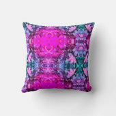 ピンクパープル絞り染め万華鏡のように千変万化するパターン サイケデリック クッション (裏面)