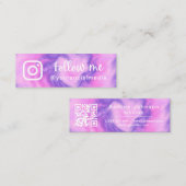 ピンクパープル絞り染め後を追ソーシャルメディアQRコード スキニー名刺 (正面/裏面)