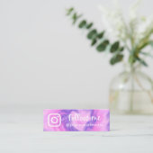 ピンクパープル絞り染め後を追ソーシャルメディアQRコード スキニー名刺 (スタンド正面)