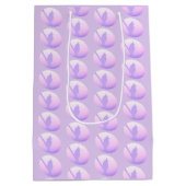 ピンクパープル自然平和な動物の鳥のシルエット ミディアムペーパーバッグ (裏面)