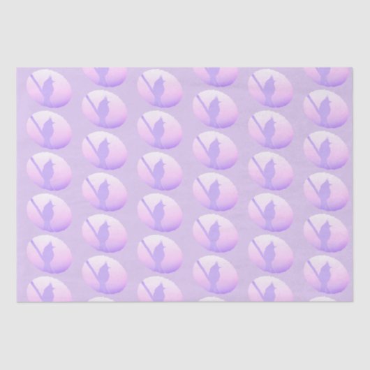 ピンクパープル自然平和な動物の鳥のシルエット 薄葉紙 (正面)