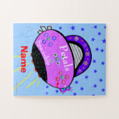 ピンクパープル花びら宇宙船フラワーズスターズパズル ジグソーパズル (横)