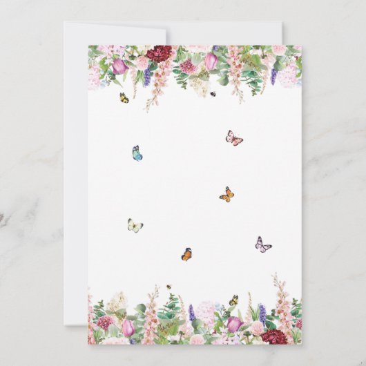 ピンクパープル花模様&蝶キンセアニラ 招待状 (裏面)