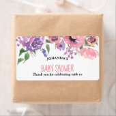 ピンクパープル花模様 |赤ちゃんシャワーありがとう ラベル (インサイチュ)